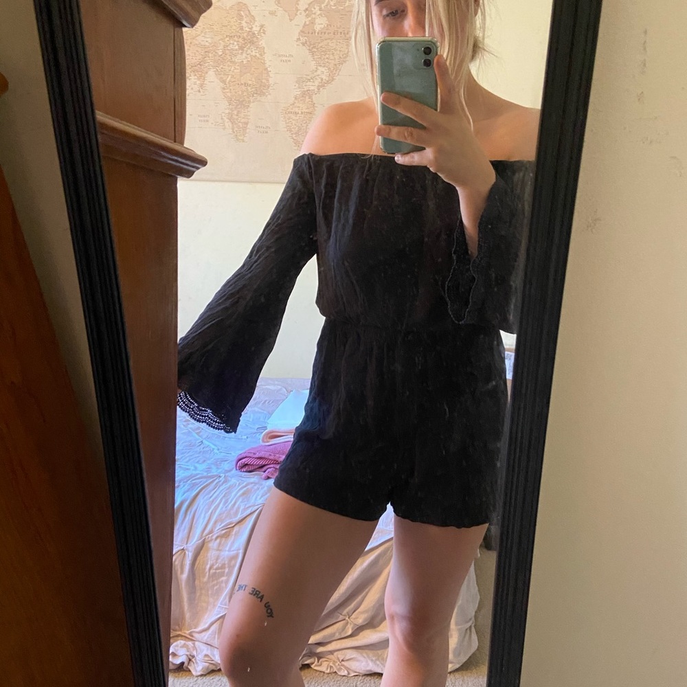 Black off the shoulder romper